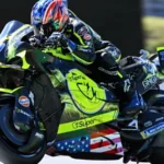 Ai Ogura memacu motor Trackhouse Aprilia pada sesi Practice MotoGP Ceko 2026 di Sirkuit Brno