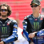 Fabio Quartararo dan Alex Rins mengenakan racing suit Monster Energy Yamaha MotoGP