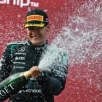 George Russell merayakan kemenangan di podium F1 GP Austria 2026