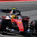 Lewis Hamilton mengendarai mobil Ferrari di GP Barcelona Formula 1