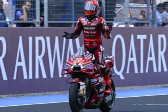 Marc Marquez merayakan kemenangan MotoGP Hungaria 2026 bersama Ducati Lenovo