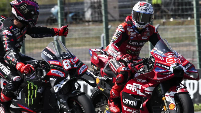 Marc Marquez dan Jorge Martin setelah MotoGP Jerman 2026