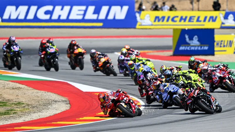Marc Marquez mengendarai Ducati Desmosedici pada MotoGP Aragon 2026