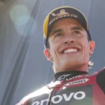 Marc Marquez merayakan kemenangan MotoGP Aragon 2026 di MotorLand Aragon