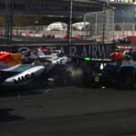 Mobil Racing Bulls nomor 41 milik Arvid Lindblad saat insiden di GP Azerbaijan 2026