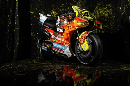 Ducati VR46 dengan livery Garuda merah putih, aksen emas, dan kuning neon untuk MotoGP Indonesia 2026